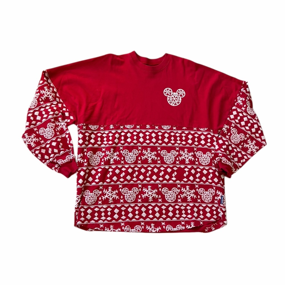 Disney Red Snowflake Mickey Mouse Merry & Bright Spirit Jersey Holiday Unisex XL